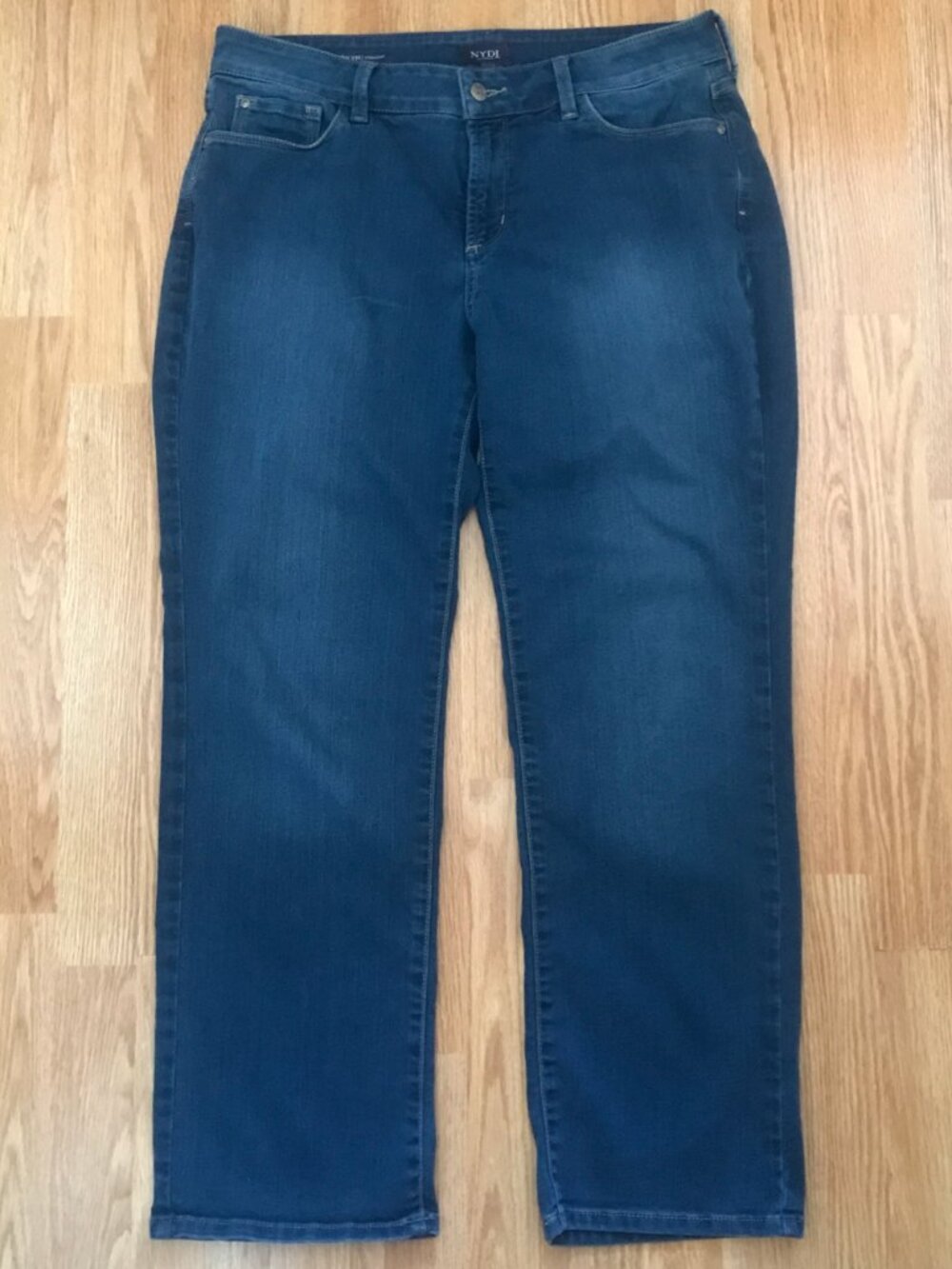 NYDJ Marilyn Blue Straight Leg Jeans with Stretch 12P